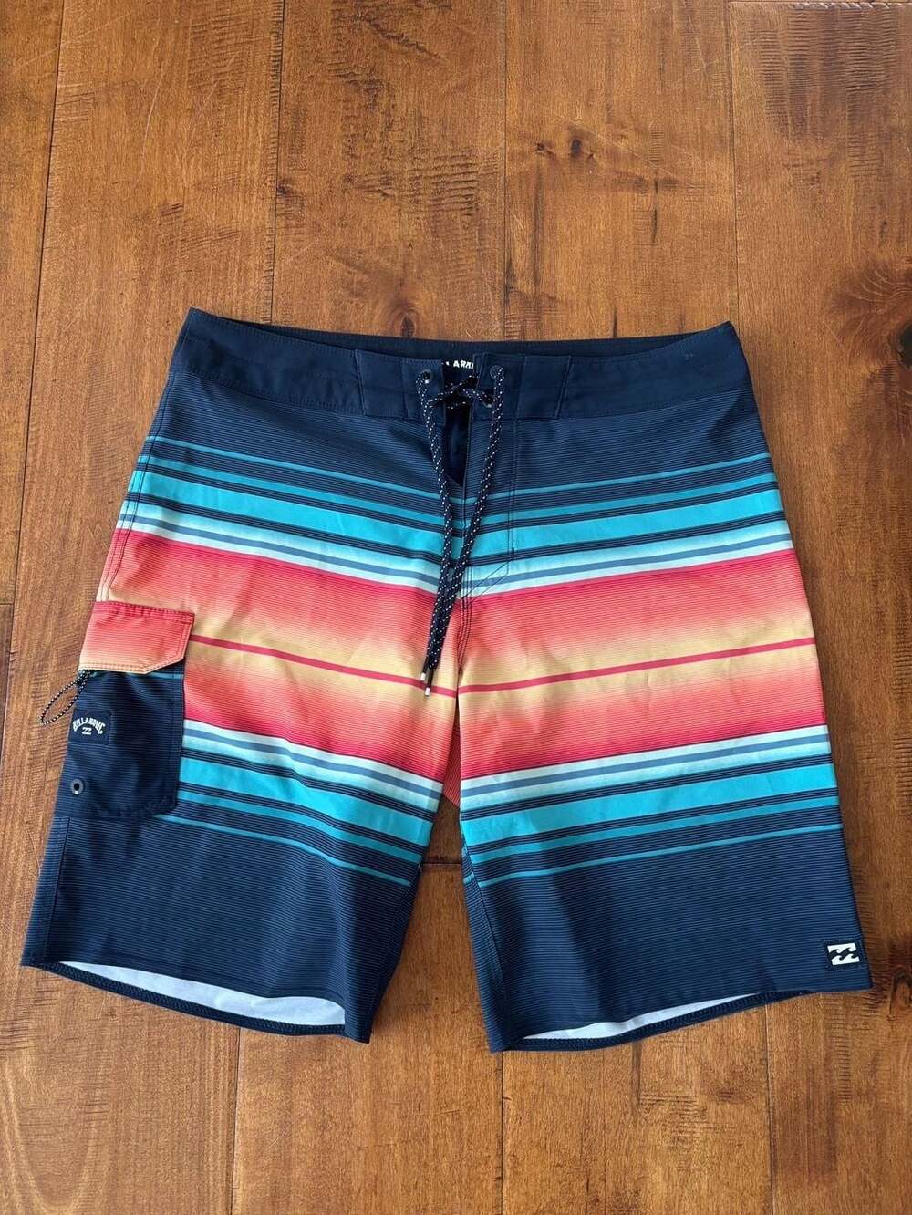 Billabong All Day Pro Stripe Board Shorts Size 32 Multi-Color Swim Trunks